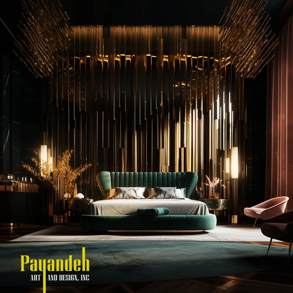 Bedroom Combination of Gold and Green