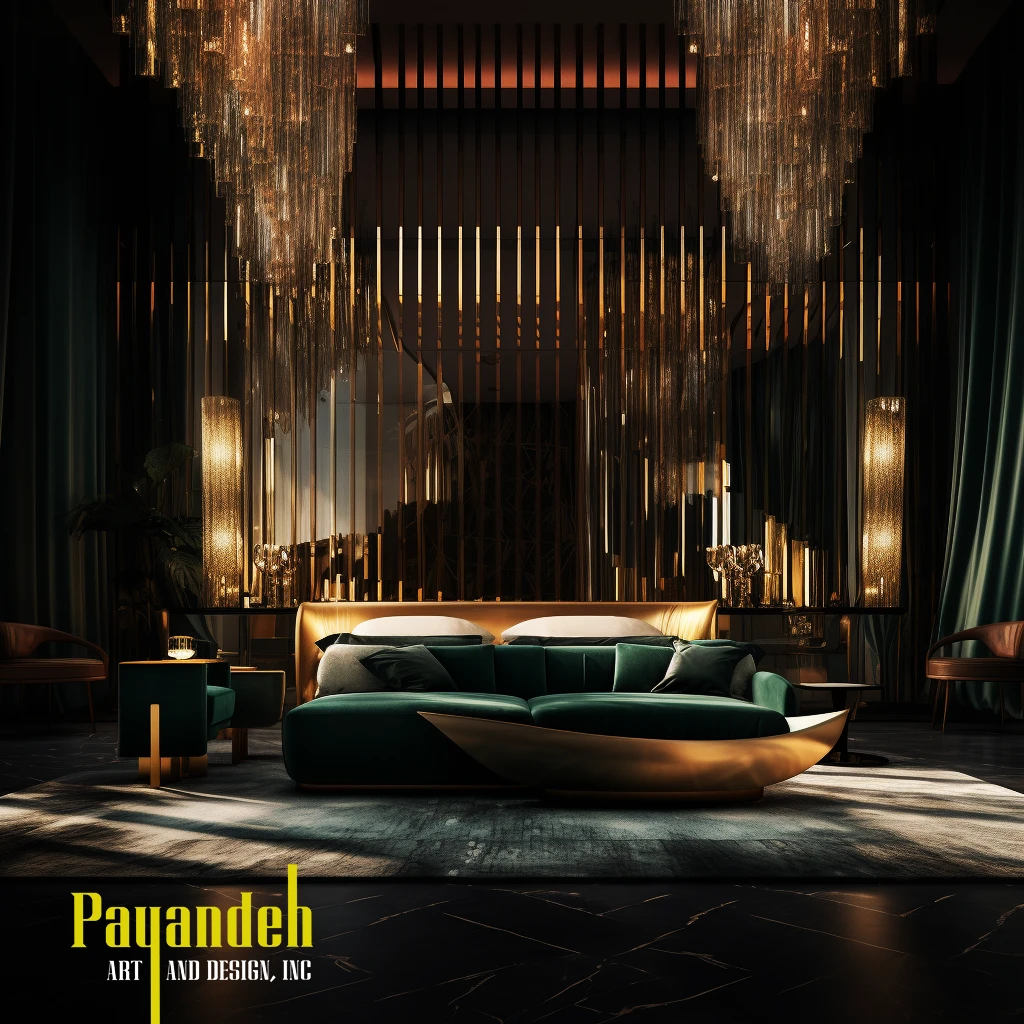 Bedroom Combination of Gold and Green