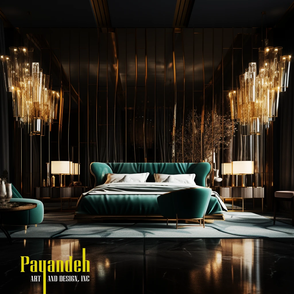 Bedroom Combination of Gold and Green